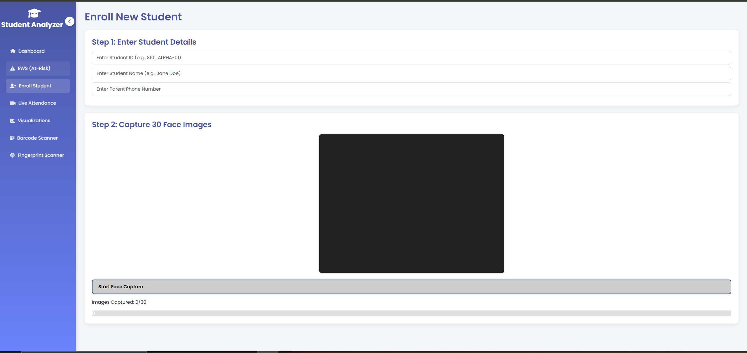 Tracque Enrolling Page